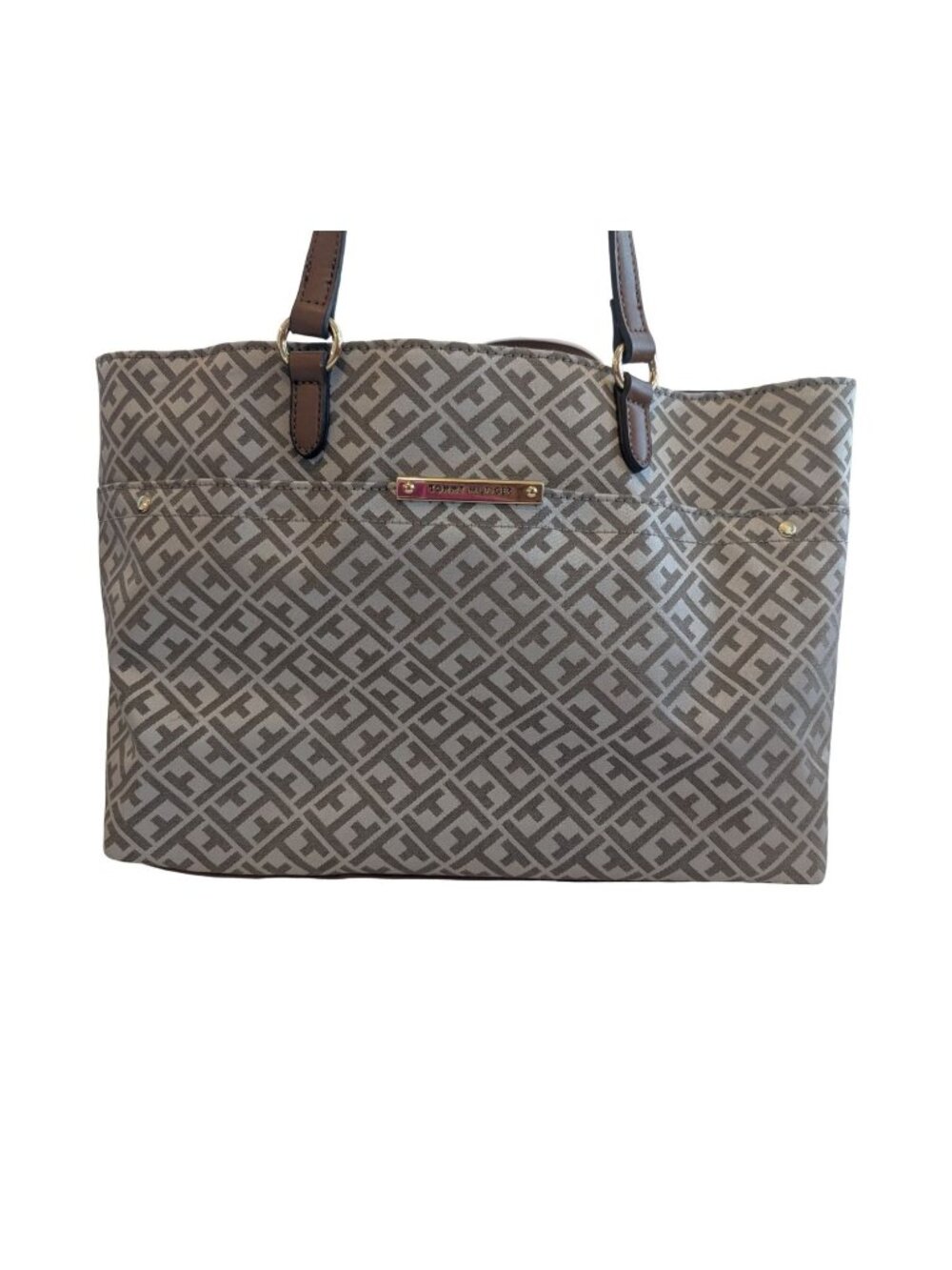 Tommy Hilfiger Monogram Jacquard Tote Bag NWT Quiet Luxury Neutral Classic